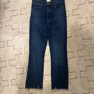 Mother The Hustler Ankle Fray Blue Women's Jeans